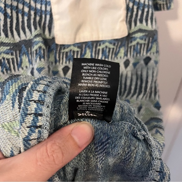 Volcom Knit Tee Men’s Large Blue Geometric Front Pocket - Picture 6 of 10